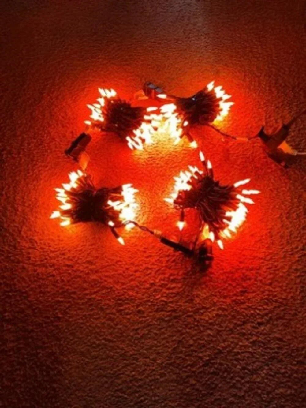 Halloween Lights, Set Of 4, Black Wire, Orange Bulbs, 15ft, Incandescent